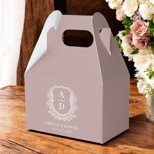 Mauve Wappen Floral Monogram Wedding Modern Geschenkschachtel