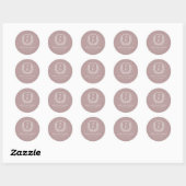 Mauve Wappen Moderne Monogram Wedding Runder Aufkleber (Blatt)