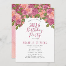 Mauve Watercolor Floral Sweet 16 Geburtstagsparty