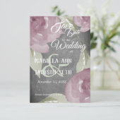 Mauve Watercolor Floral und Chalkboard Save The Date (Stehend Vorderseite)