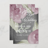Mauve Watercolor Floral und Chalkboard Save The Date (Vorne/Hinten)