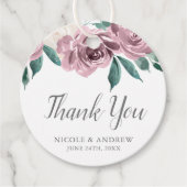 Mauve Watercolor Rose Blumenhochzeit Geschenkanhänger (Vorderseite)