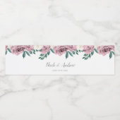 Mauve Watercolor Rose Blumenhochzeit Wasserflaschenetikett (Einzelnes Label)