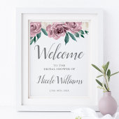 Mauve Watercolor Rose Blumenladen Brautparty Willk Poster