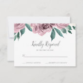 Mauve Watercolor Rose Floral Wedding RSVP (Vorderseite)
