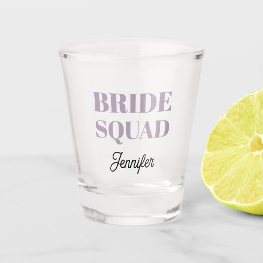 Mauve Wedding Bride Squad Personalized Schnapsglas (Vorderseite)