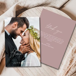Mauve Wedding Foto Minimalistisch Dankeschön Karte
