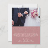 Mauve Wedding Foto Vielen Dank Dankeskarte (Rückseite)