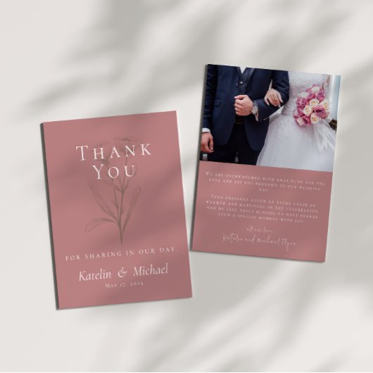 Mauve Wedding Foto Vielen Dank Dankeskarte