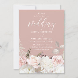 Mauve Wedding Garden Blush & White Floral Einladung
