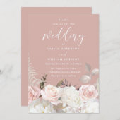 Mauve Wedding Garden Blush & White Floral Einladung (Vorne/Hinten)