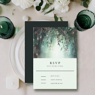 Mauve Wedding RSVP (Bezauberter Wald Gold Vines) Karte