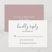 Mauve Wedding RSVP Card Karte (Vorne/Hinten)