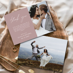 Mauve Wedding Vielen Dank Foto Minimalistisch Card Dankeskarte