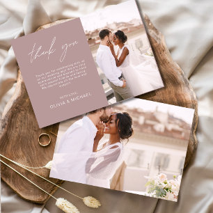 Mauve Wedding Vielen Dank Foto Simple Elegant Card Dankeskarte