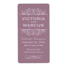 Mauve Wedding Wine Bottle Monogram Fevor Labels