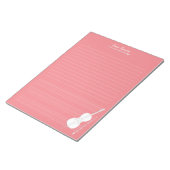 Mauve White Cello & Bow Personalisiert Music Class Notizblock (angewinkelt)