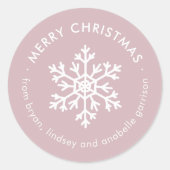 Mauve Winter Snowflake Weihnachtsgeschenk Aufklebe Runder Aufkleber (Vorderseite)