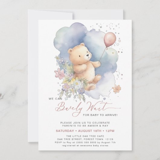 Mauve wir können frühzeitig auf die Kinderdusche w Einladung (Vorderseite)