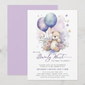 Mauve wir können frühzeitig auf die Kinderdusche w Einladung (Vorne/Hinten)