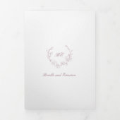 Mauve Wreath Monogram Elegant Wedding Dreifach Gefaltete Einladung (Cover)