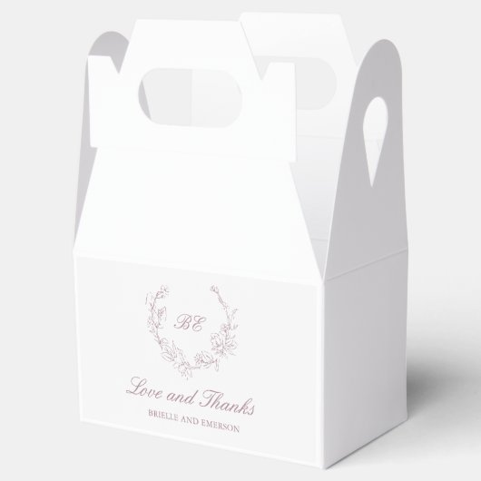 Mauve Wreath Monogram Elegant Wedding Geschenkschachtel (Geöffnet)