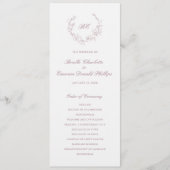 Mauve Wreath Monogram Elegant Wedding Programm (Vorderseite)