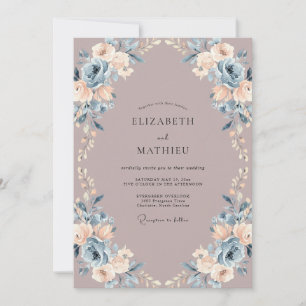 Mauveblaue botanische Aquarell-Hochzeit Einladung