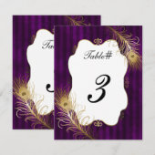 Mave & Golden Peacock Feather Wedding Tischnummer (Vorne/Hinten)