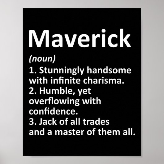 Maverick Definition Personalisierter Name Lustiger Poster (Vorne)
