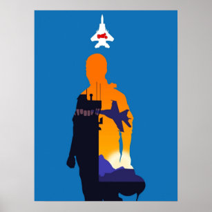 Maverick Pilot Minimalistische Silhouette Style Mo Poster
