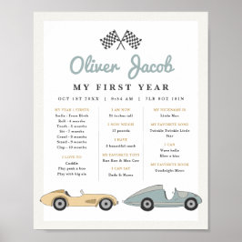 MAVERICK Retro Pastel Race Car 1. Jahr Meilenstein Poster