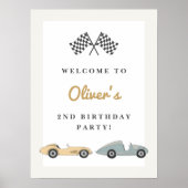 MAVERICK Retro Pastel Race Car 2. Geburtstag Poster (Vorne)