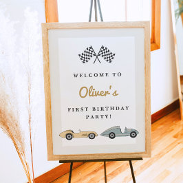 MAVERICK Retro Pastel Race Car Erster Geburtstag Poster