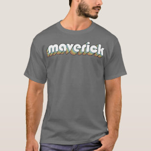 Maverick Retro Rainbow Typografie Faded Style T-Shirt