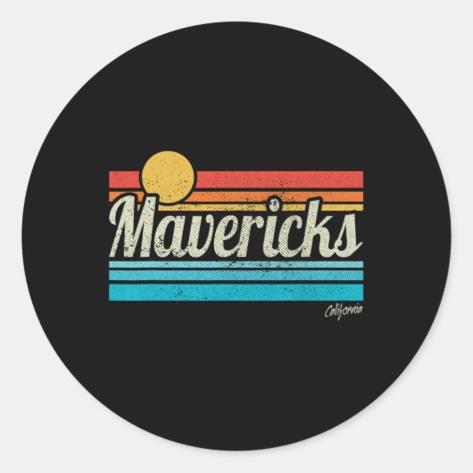 Mavericks California Retro Sunset Surf Trip I Love Runder Aufkleber (Vorderseite)