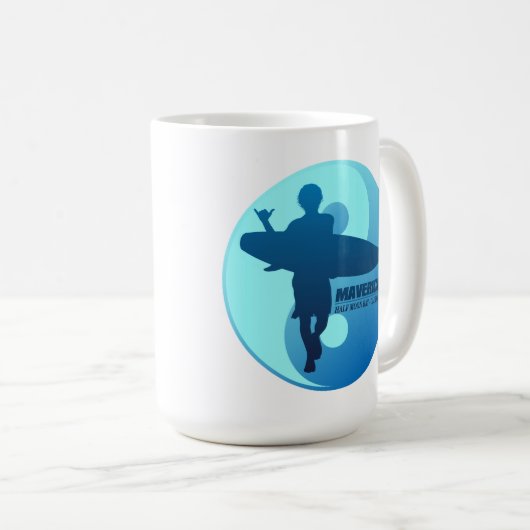 Mavericks -Half Moon Bay (blau) Kaffeetasse (VorderseiteRechts)