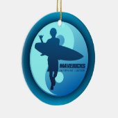 Mavericks -Half Moon Bay (blau) Keramik Ornament (Rechts)