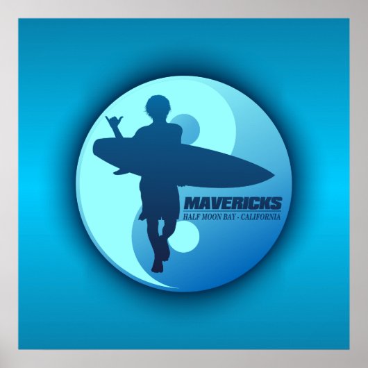 Mavericks -Half Moon Bay (blau) Poster (Vorne)