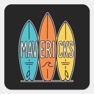 Mavericks Surfboards Trio Quadratischer Aufkleber
