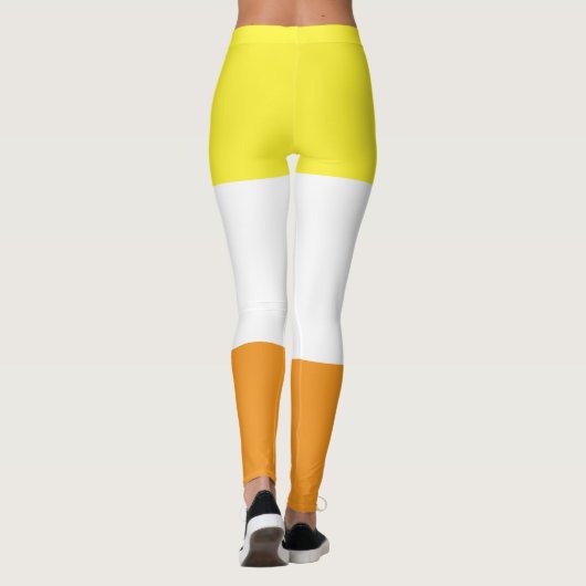 Maverique Flag Gelborange Weiße Streifen LGBT Leggings (Rückseite)