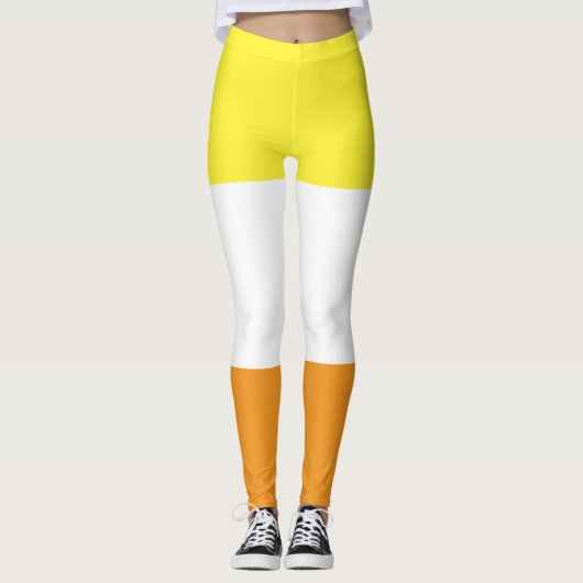 Maverique Flag Gelborange Weiße Streifen LGBT Leggings (Vorderseite)