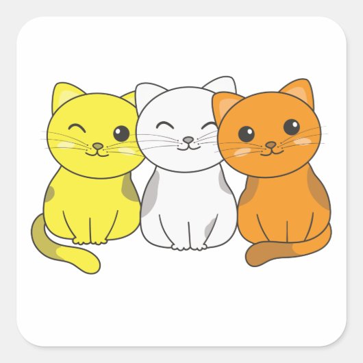 Maverique Flag Pride Lgbtq Niedlich Cat Bunch Squa Quadratischer Aufkleber (Vorderseite)