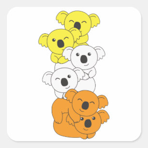 Maverique Flag Pride Lgbtq Niedlich Koala Pile Squ Quadratischer Aufkleber