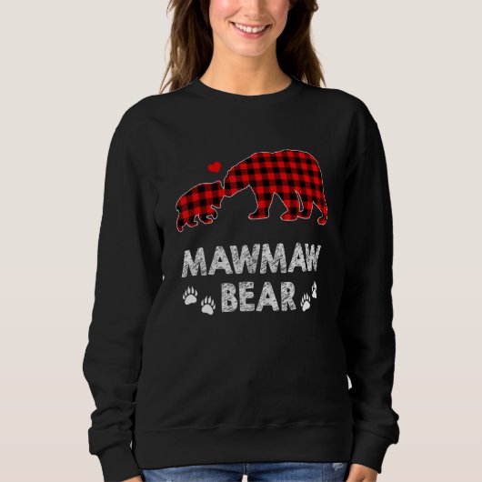 Mawmaw Bär Frauen Rote Karierte Weihnachtsferien P Sweatshirt (Vorderseite)