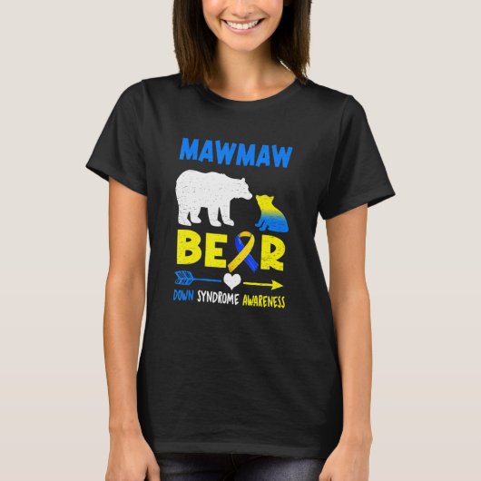 Mawmaw Bärenfamilie Matching Down Syndrome Awarene T-Shirt (Vorderseite)