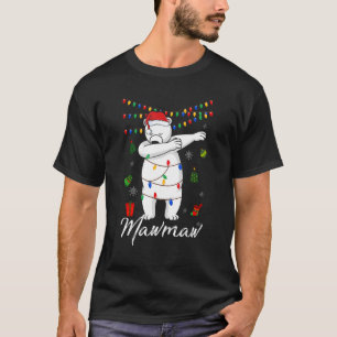 Mawmaw Bear Dabbing Lights Santa Christms Familie T-Shirt
