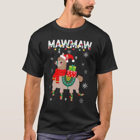 Mawmaw Christmas Llama Lights Matching Family T-Shirt (Vorderseite)