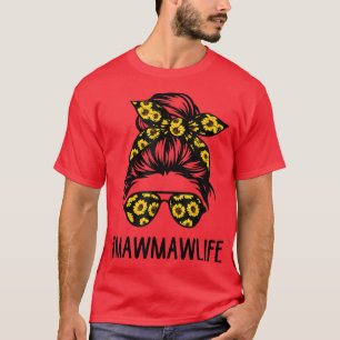 Mawmaw Life Messy Hair Bun Sonnenblume Frauen Mütt T-Shirt
