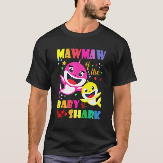 Mawmaw of the Birthday Shark Vater Mama Matching F T-Shirt (Vorderseite)